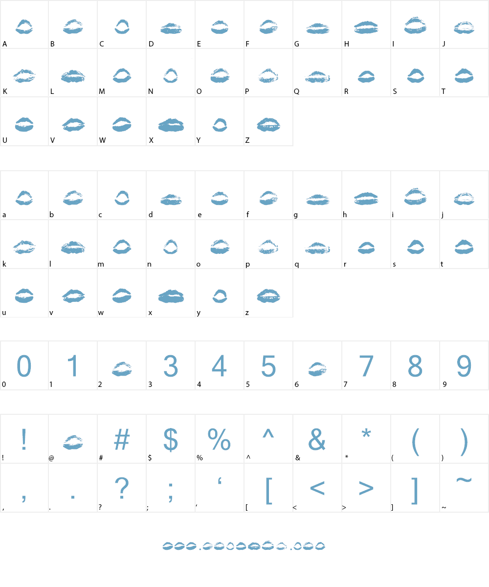 26 More Kisses Font Character